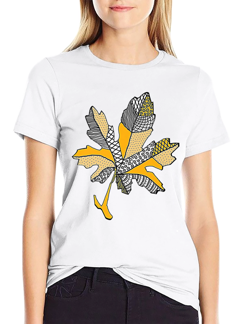 Leaf Design Tee - Stylish Mens Black T-Shirt