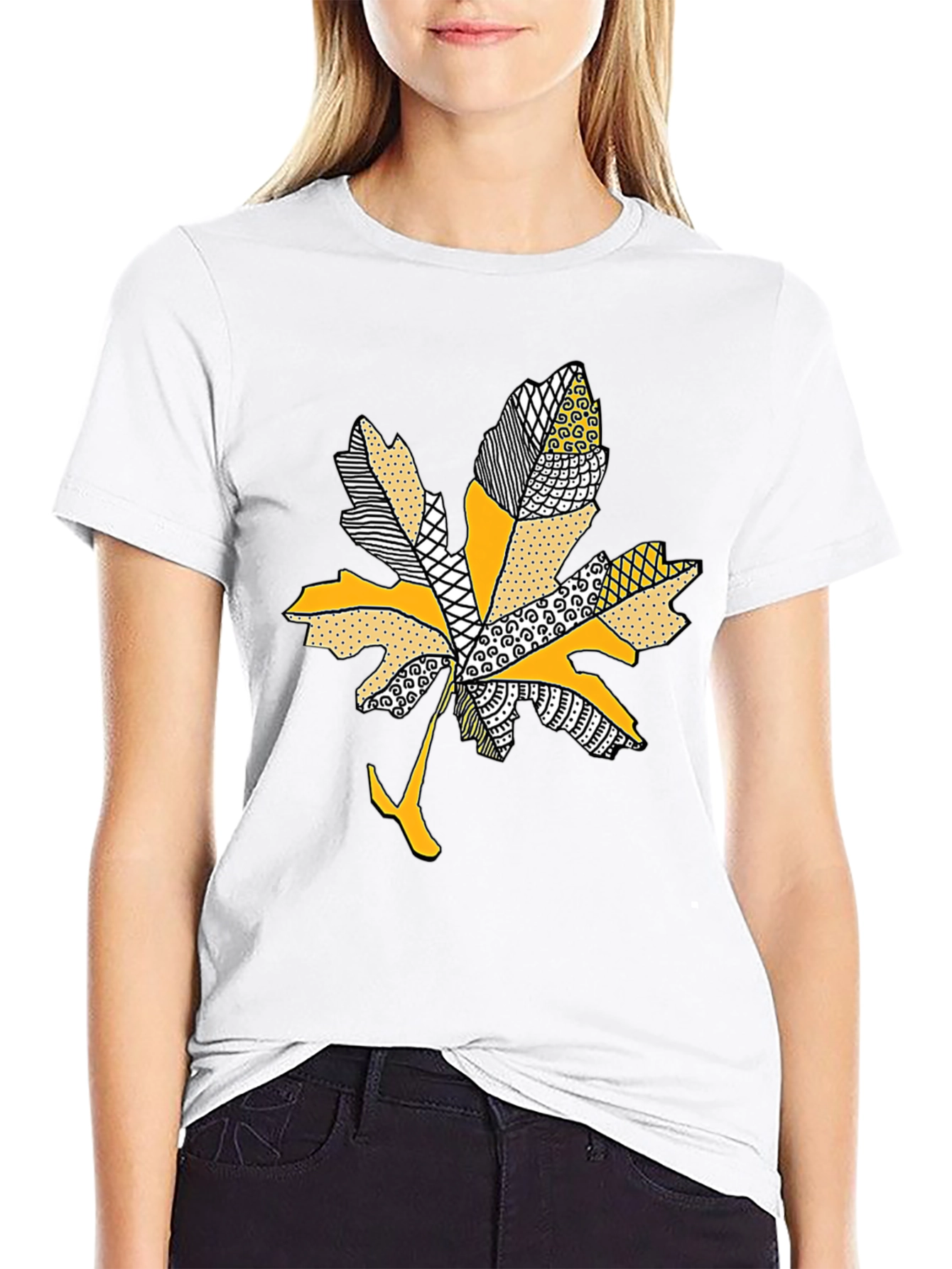 Leaf Design Tee - Stylish Mens Black T-Shirt