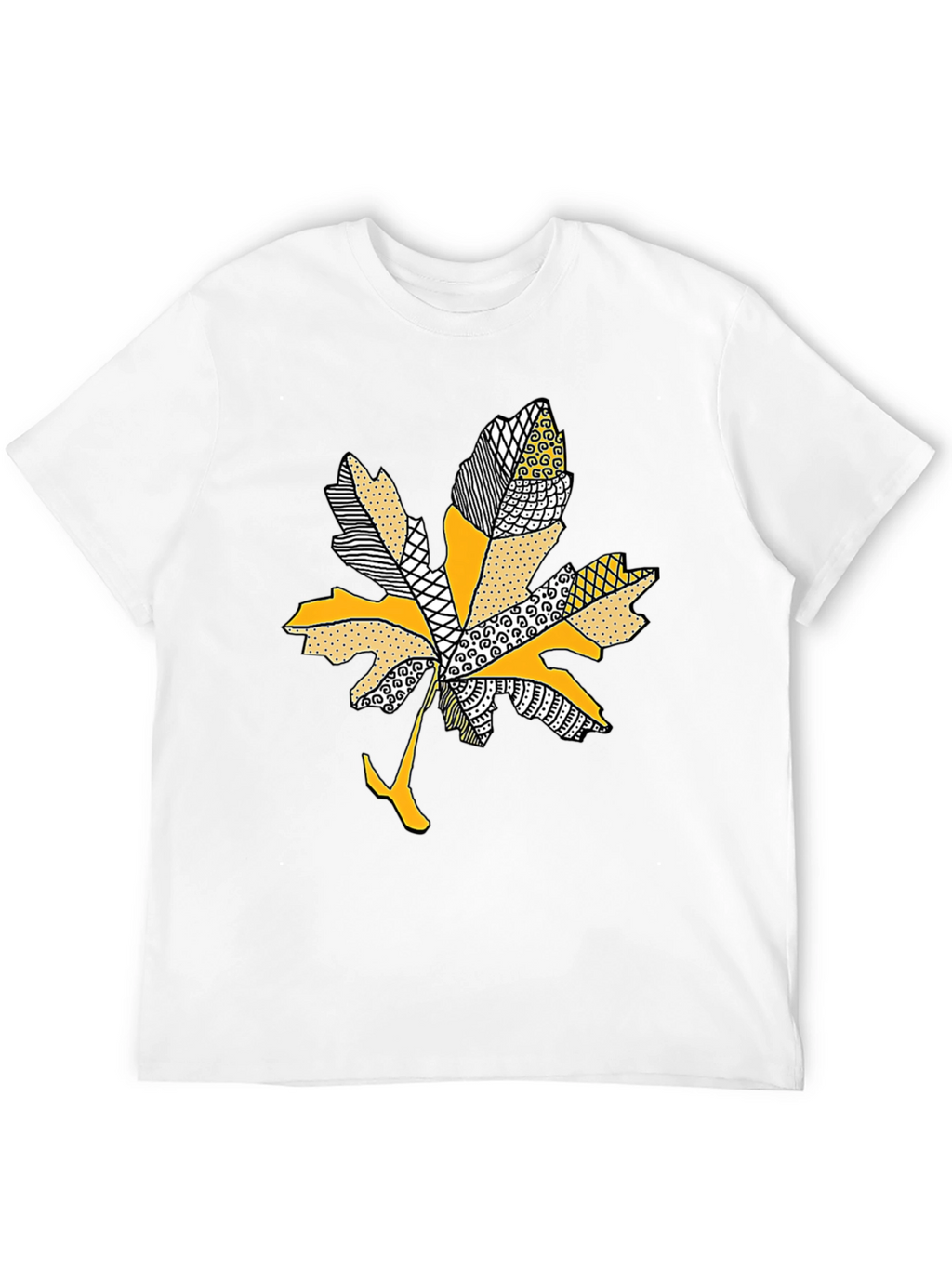Leaf Design Tee - Stylish Mens Black T-Shirt