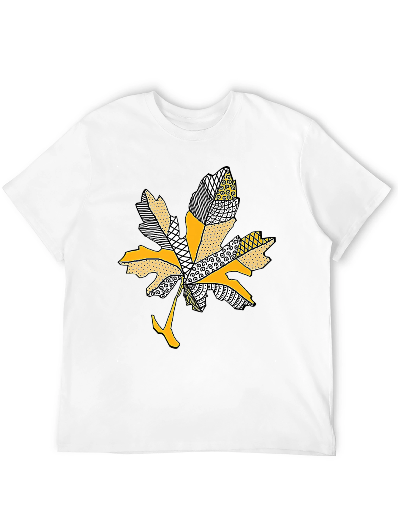 Leaf Design Tee - Stylish Mens Black T-Shirt
