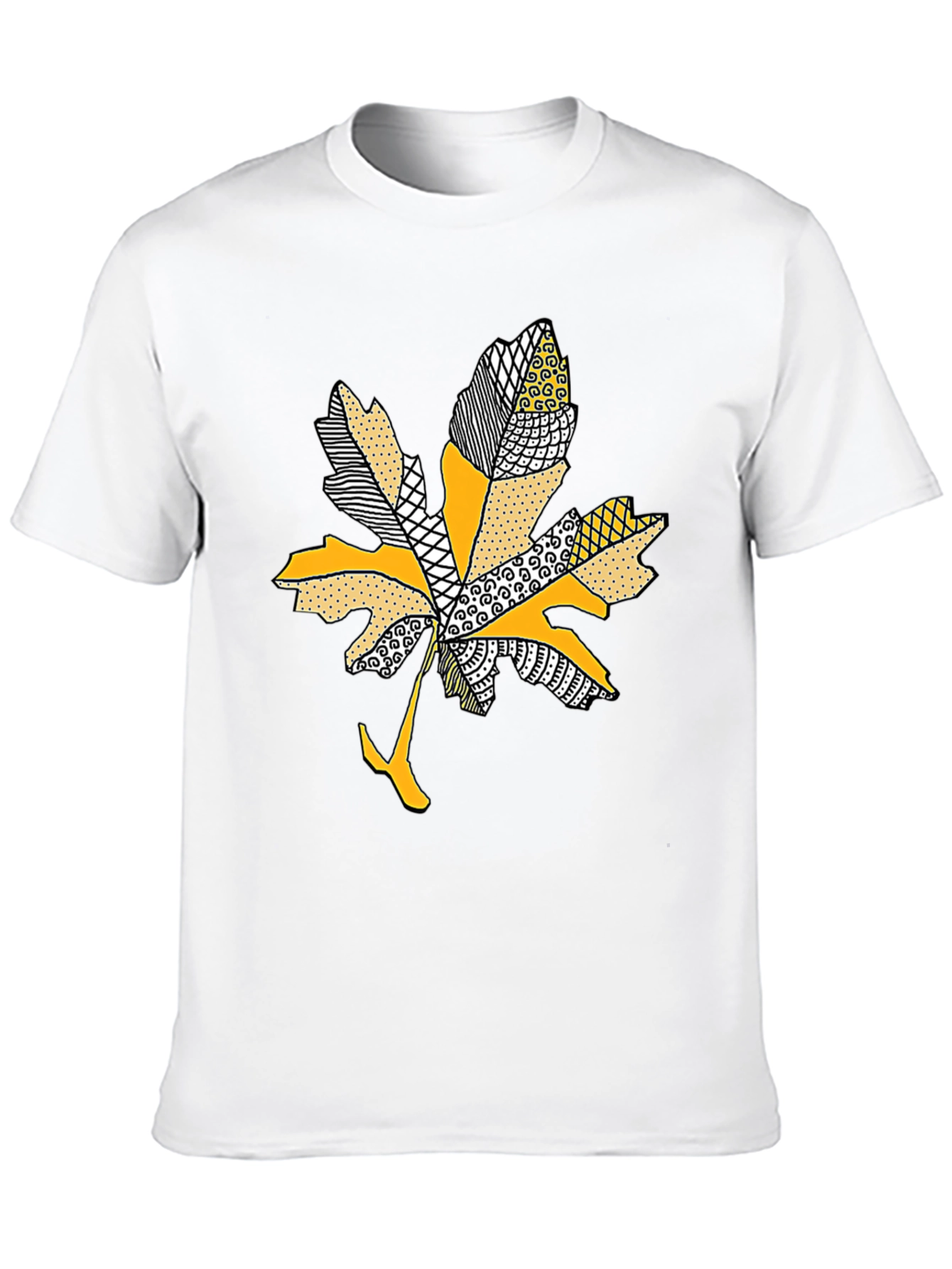 Leaf Design Tee - Stylish Mens Black T-Shirt