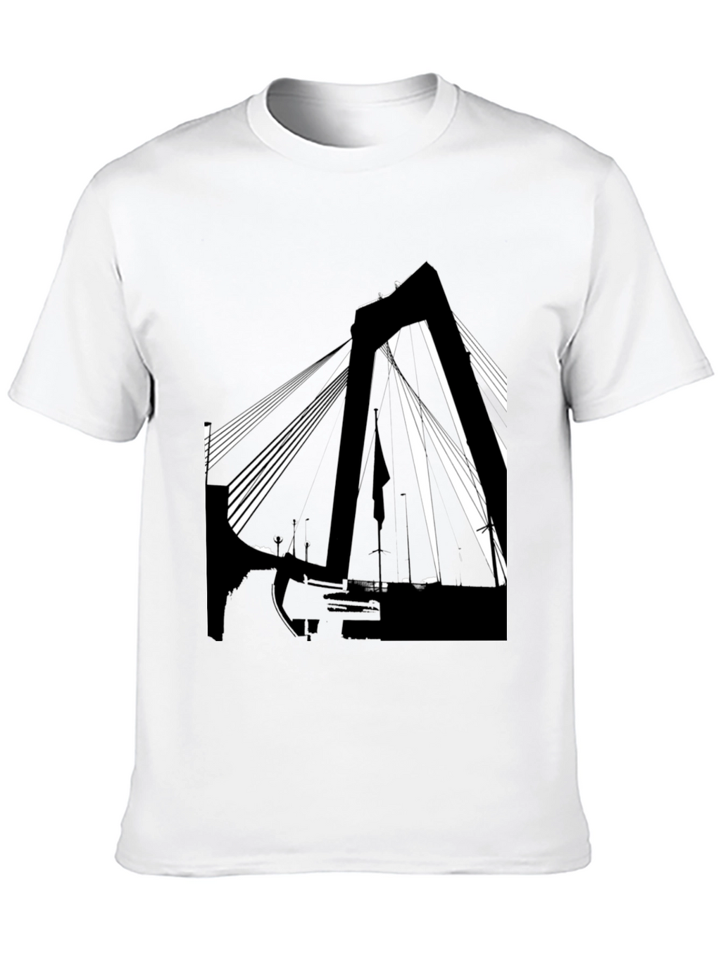 Abstract Bridge Graphic T-Shirt - Stylish Black Tee
