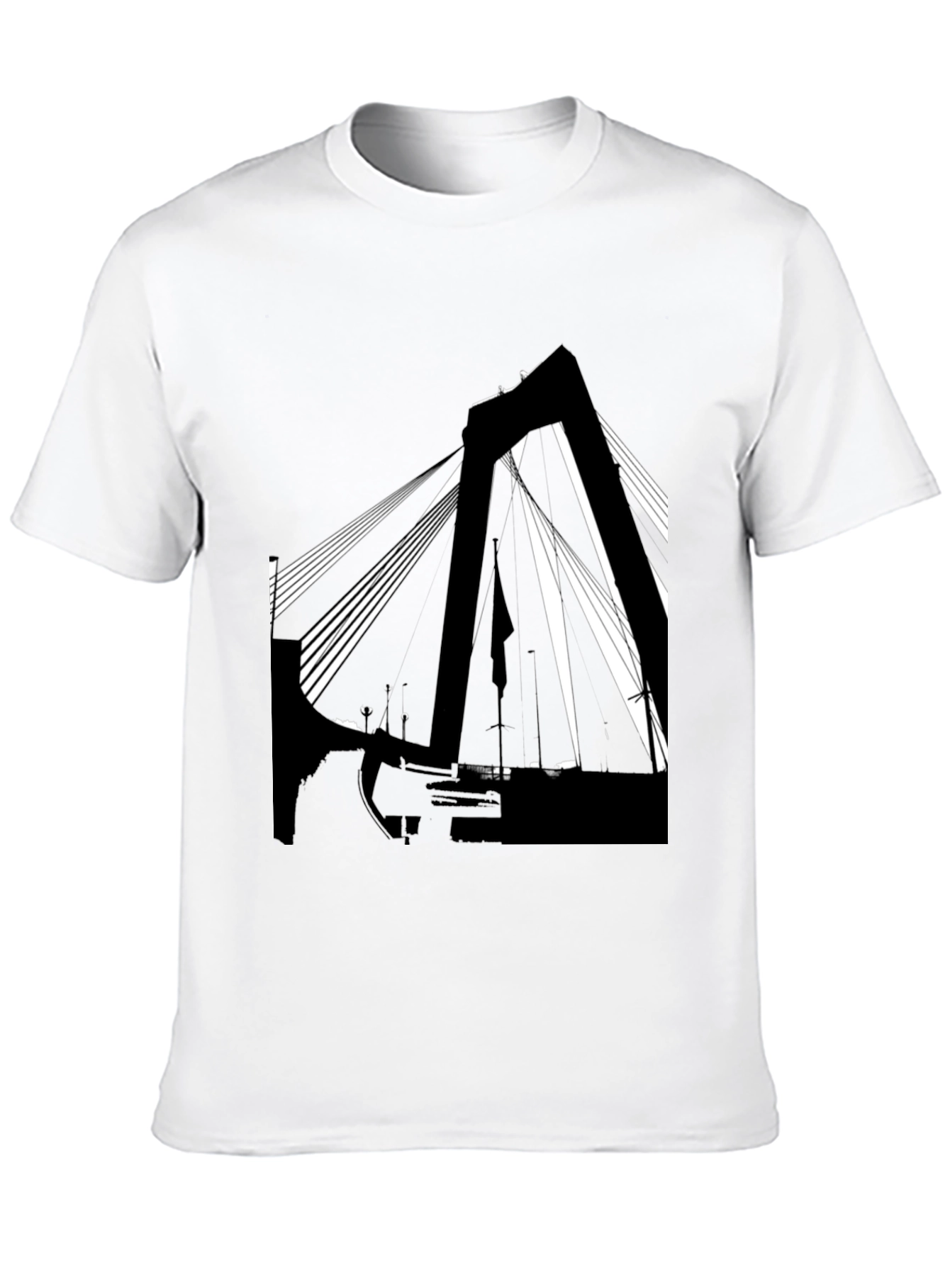 Abstract Bridge Graphic T-Shirt - Stylish Black Tee