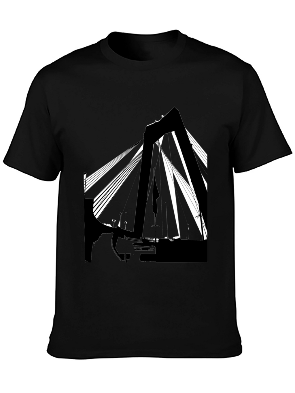 Abstract Bridge Graphic T-Shirt - Stylish Black Tee