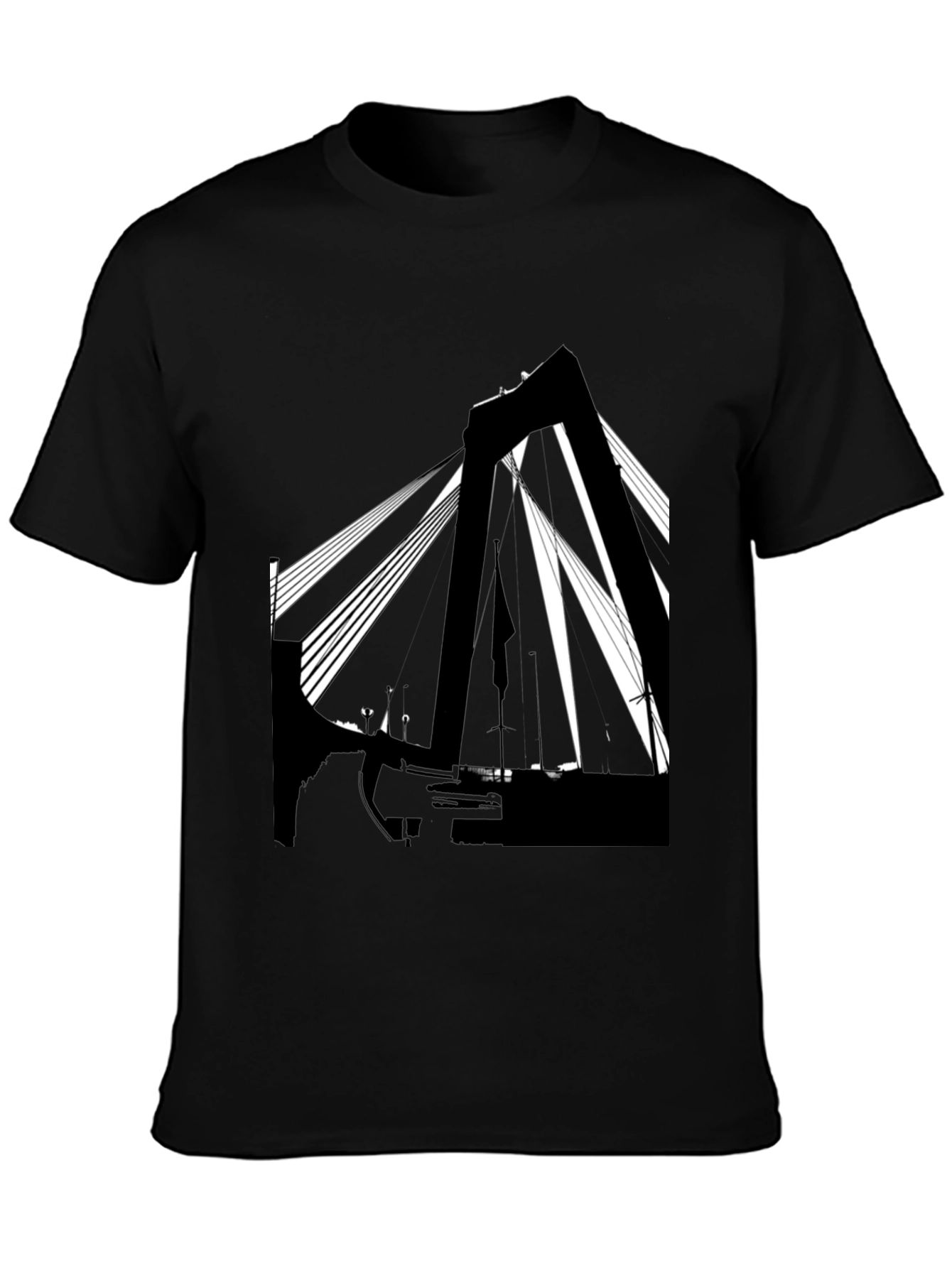 Abstract Bridge Graphic T-Shirt - Stylish Black Tee