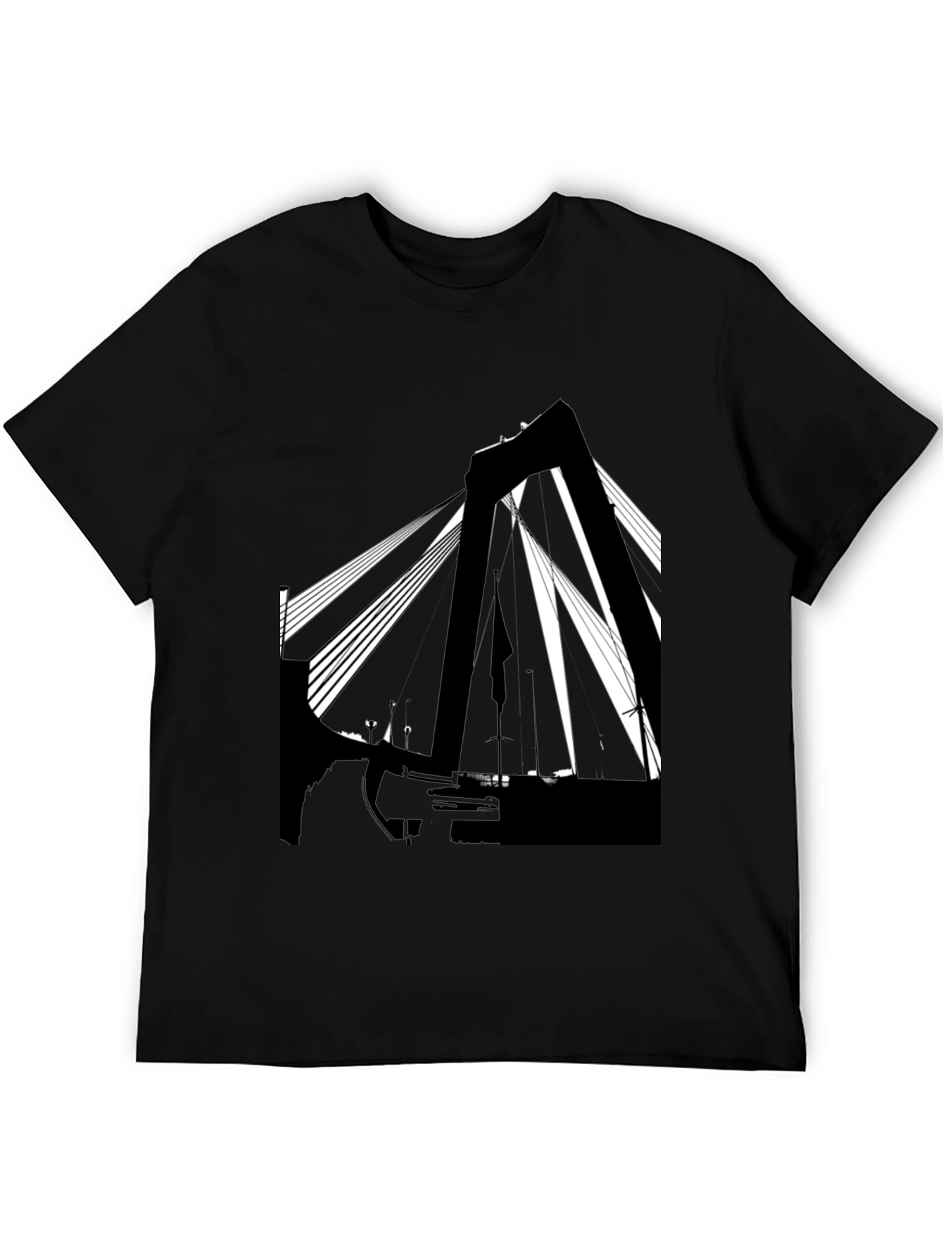Abstract Bridge Graphic T-Shirt - Stylish Black Tee