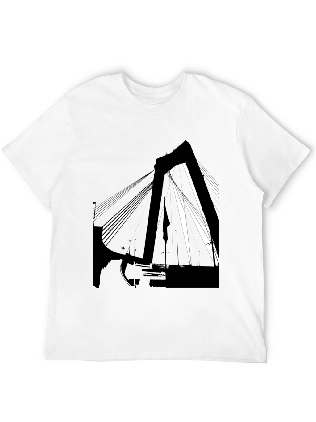 Abstract Bridge Graphic T-Shirt - Stylish Black Tee