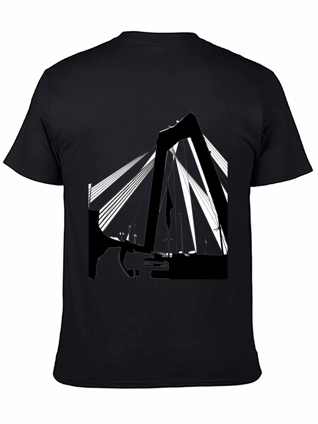 Abstract Bridge Graphic T-Shirt - Stylish Black Tee
