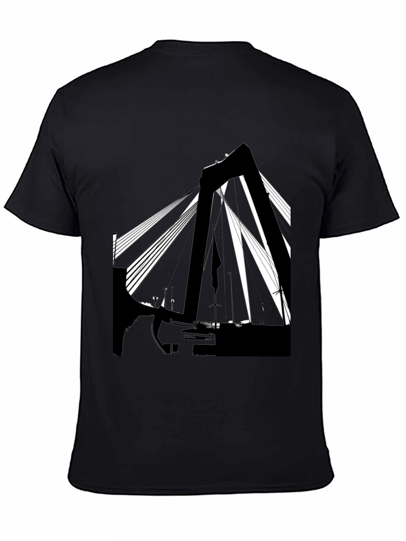 Abstract Bridge Graphic T-Shirt - Stylish Black Tee