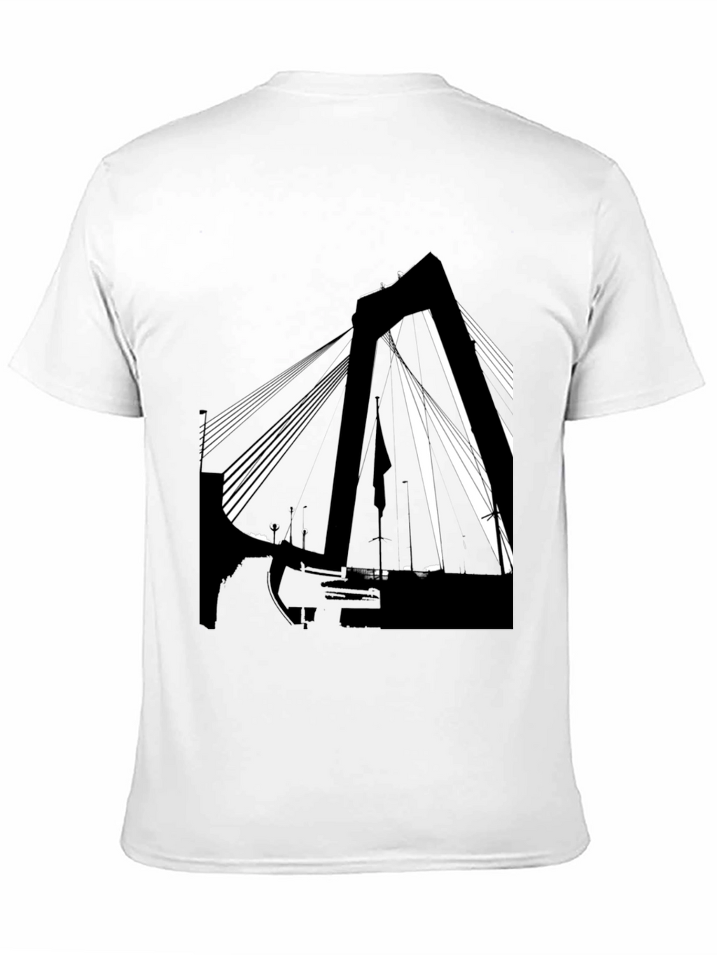Abstract Bridge Graphic T-Shirt - Stylish Black Tee