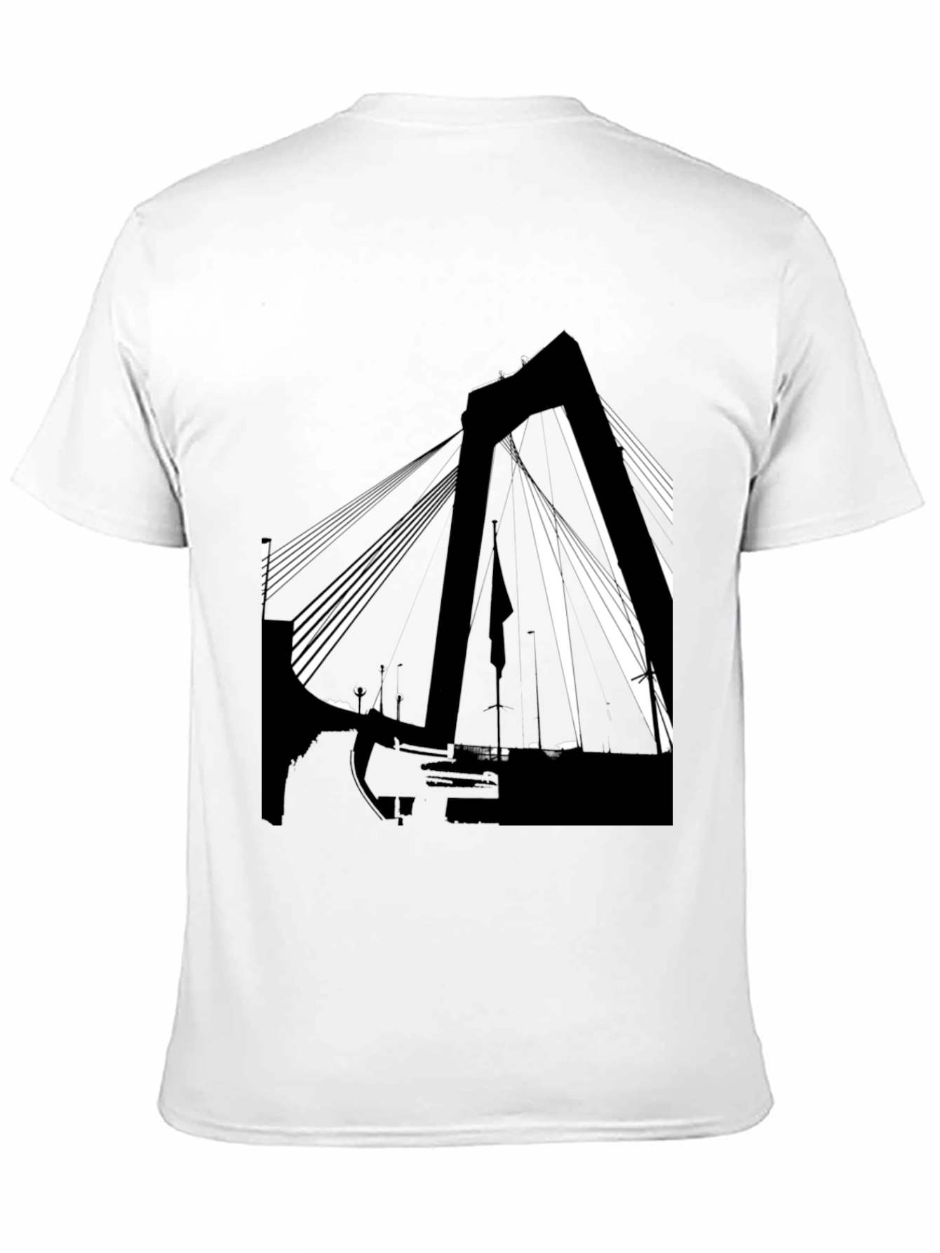 Abstract Bridge Graphic T-Shirt - Stylish Black Tee