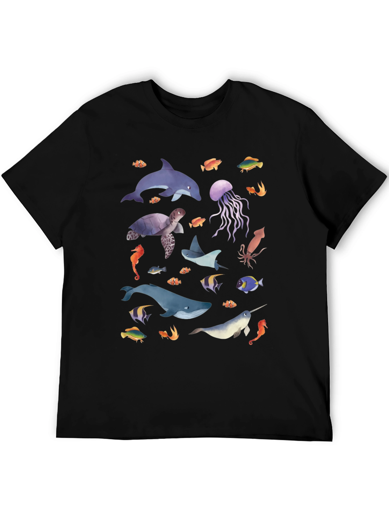 Ocean Life Graphic Tee - Black Unisex T-Shirt