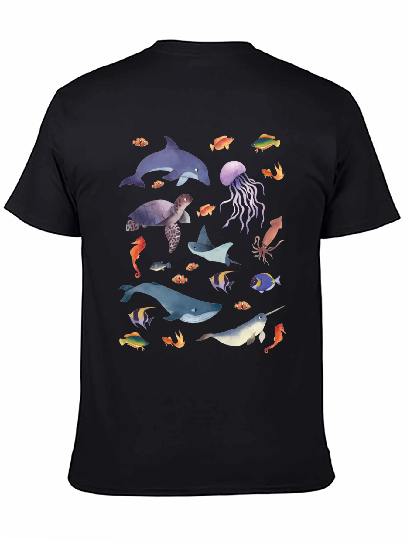 Ocean Life Graphic Tee - Black Unisex T-Shirt
