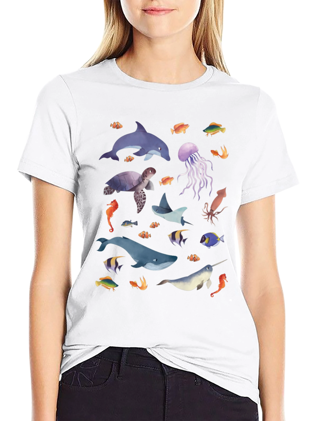 Ocean Life Graphic Tee - Black Unisex T-Shirt