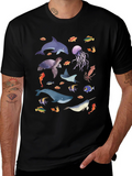 Ocean Life Graphic Tee - Black Unisex T-Shirt