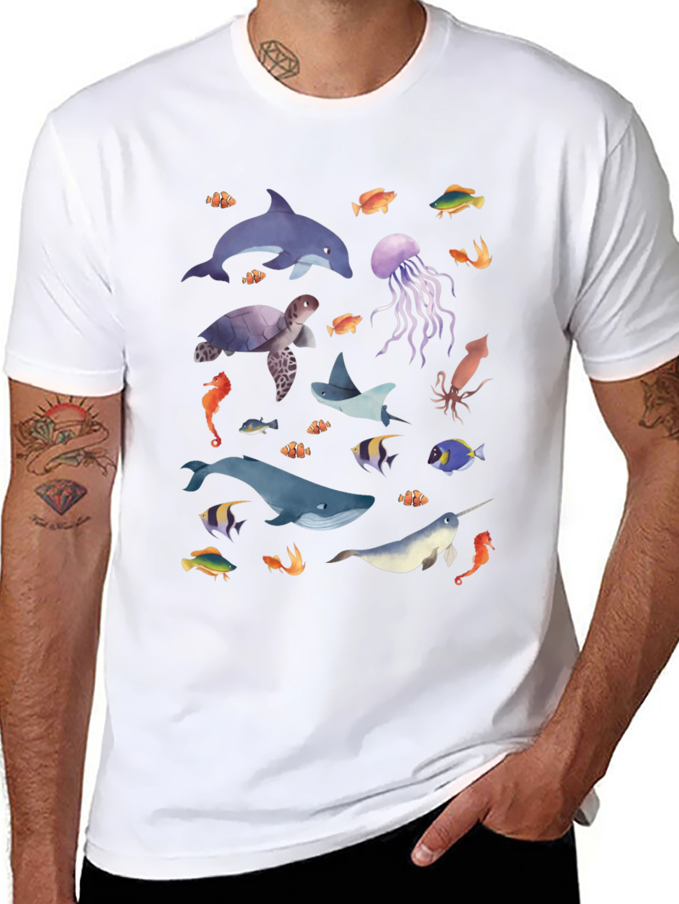 Ocean Life Graphic Tee - Black Unisex T-Shirt
