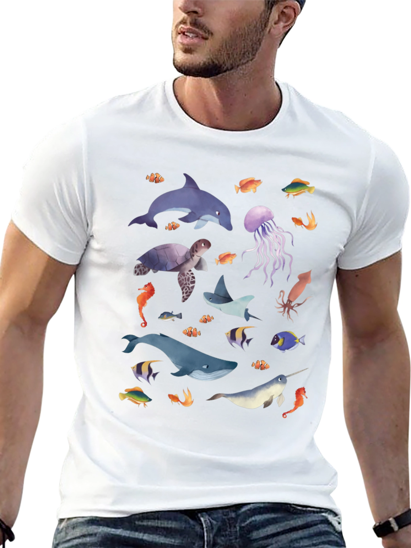 Ocean Life Graphic Tee - Black Unisex T-Shirt