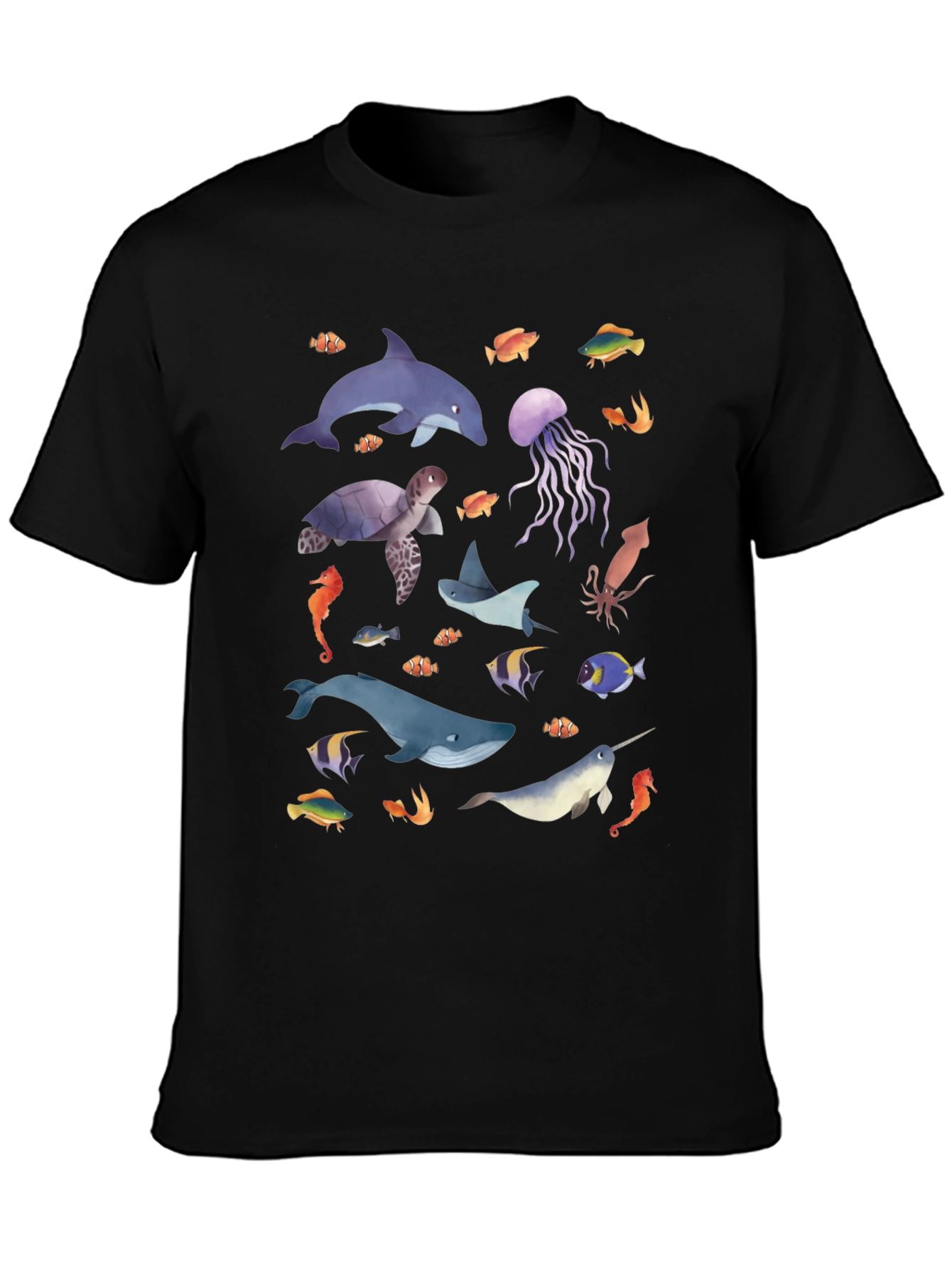 Ocean Life Graphic Tee - Black Unisex T-Shirt