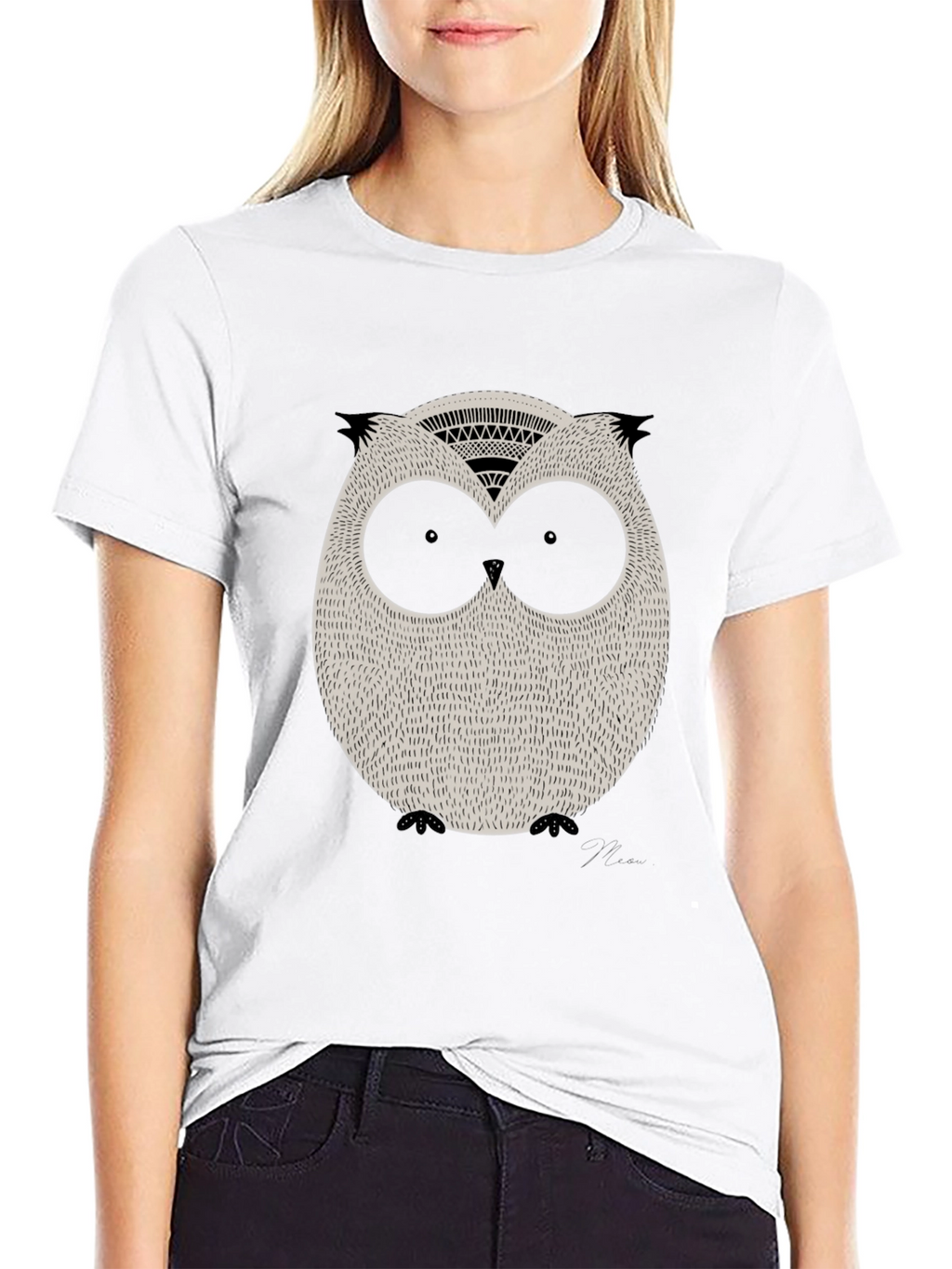 Cool Owl Graphic Print Black Tee