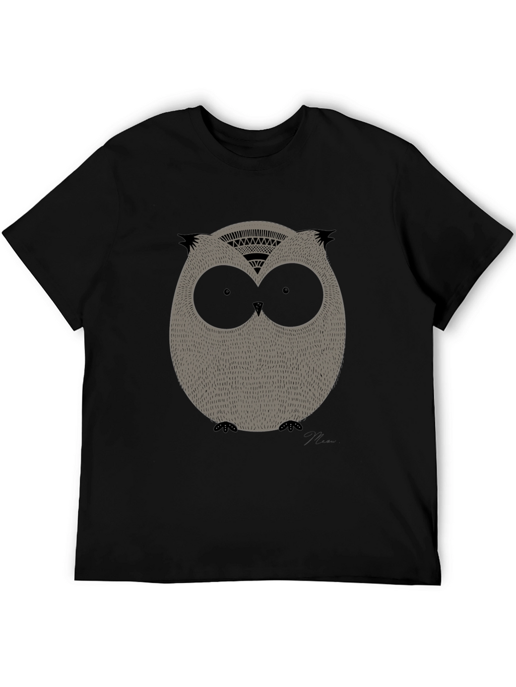 Cool Owl Graphic Print Black Tee