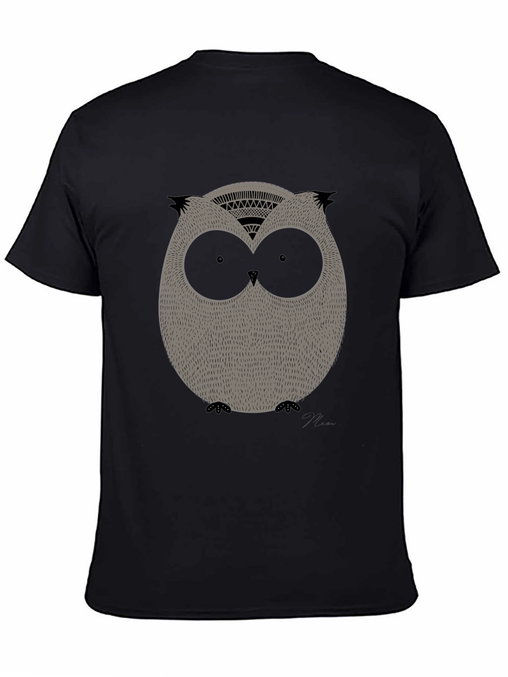 Cool Owl Graphic Print Black Tee