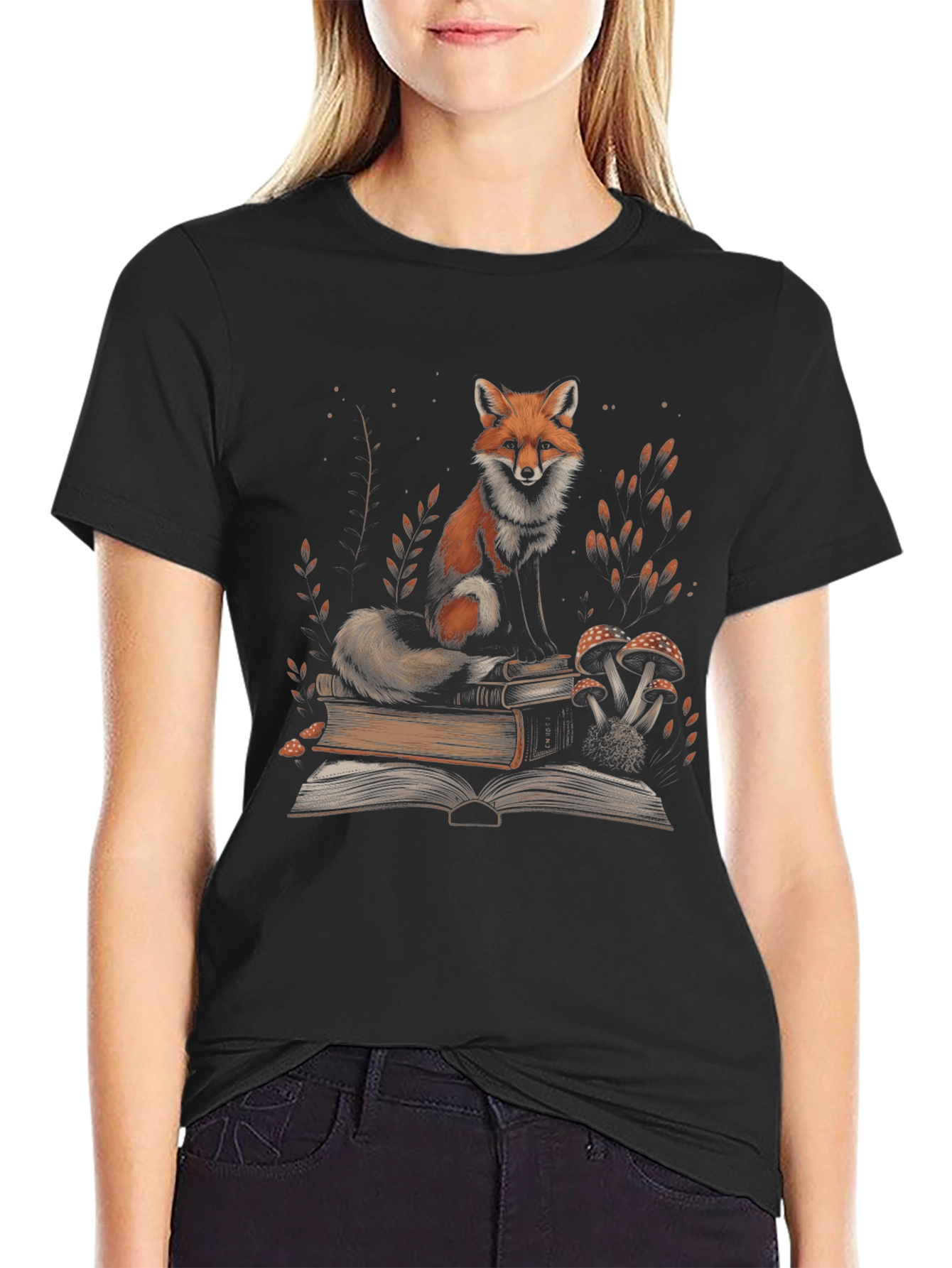 Fox Reading Book T-Shirt