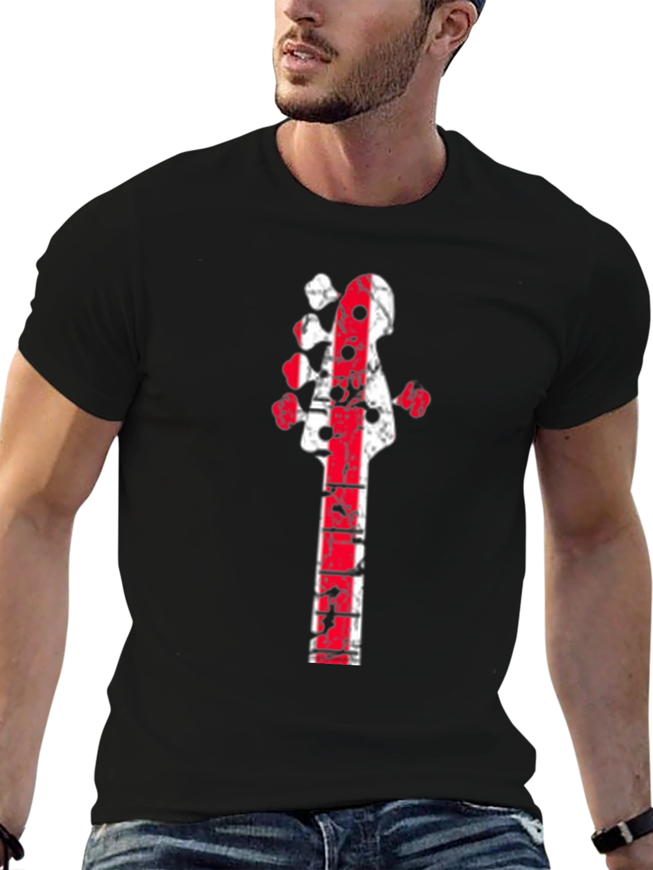Distressed Guitar Neck Graphic Tee