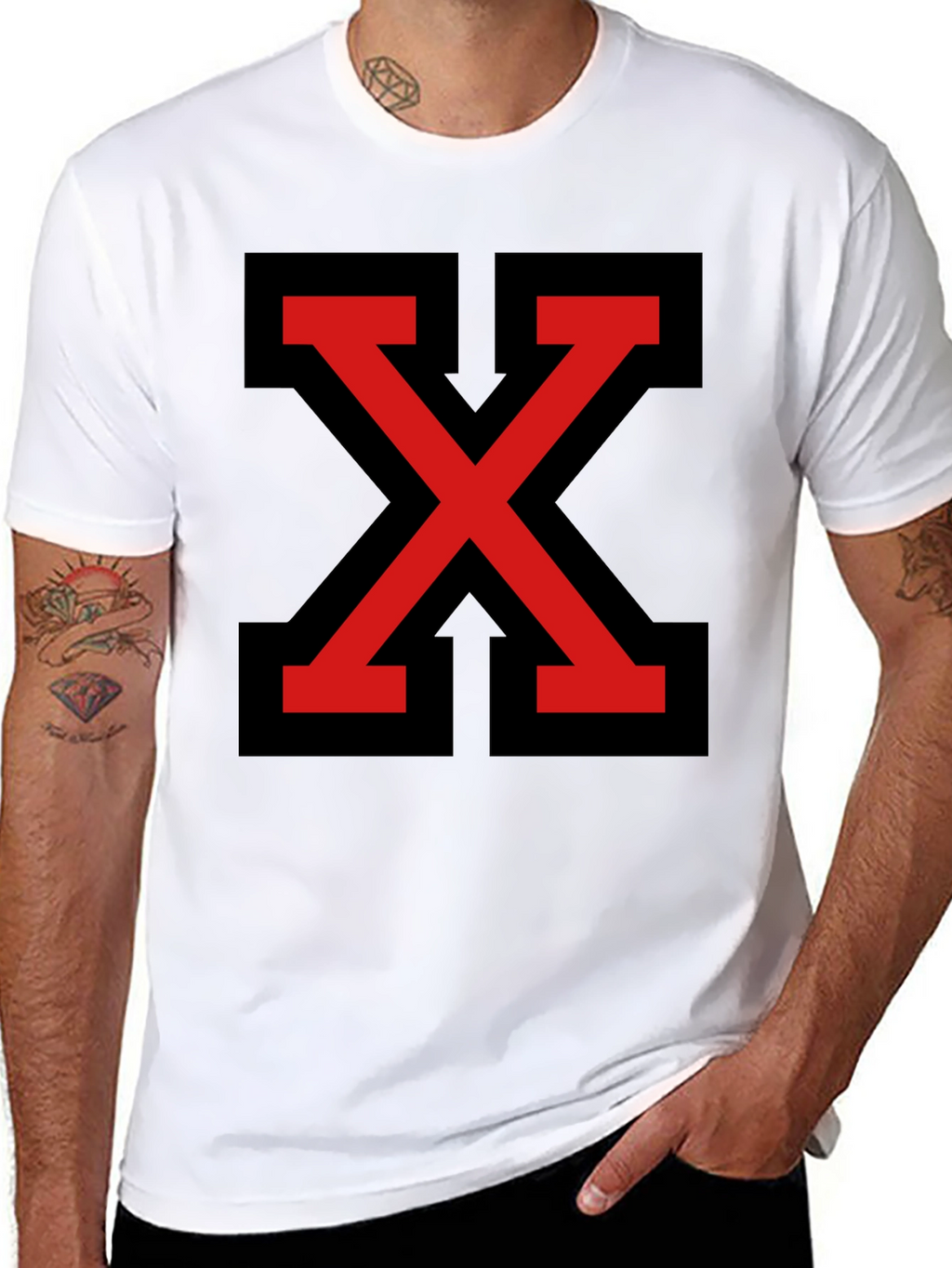 Bold Red X Graphic Tee - Modern Streetwear Style