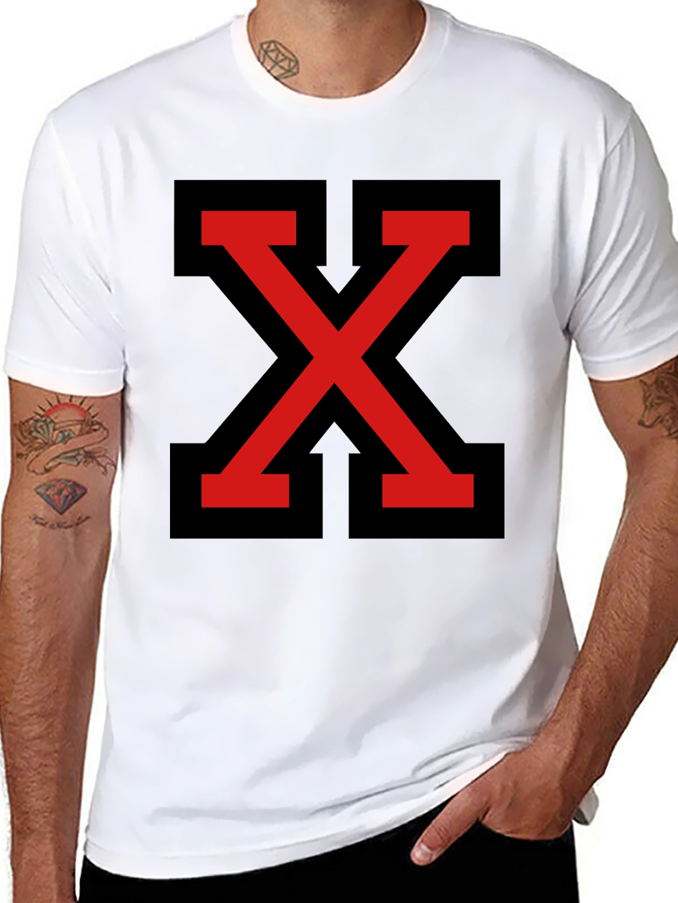 Bold Red X Graphic Tee - Modern Streetwear Style