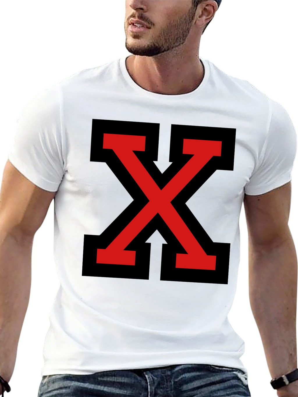 Bold Red X Graphic Tee - Modern Streetwear Style