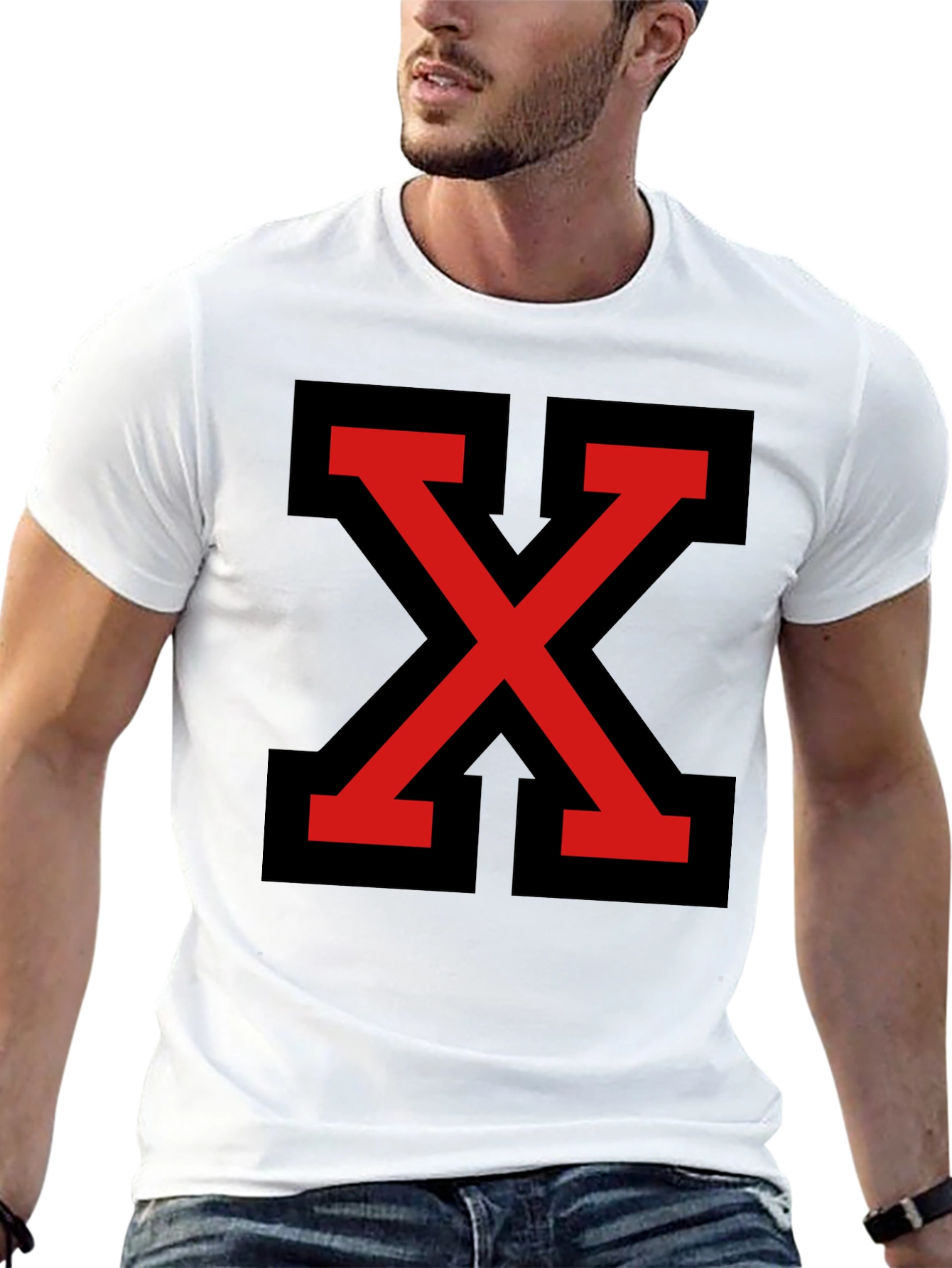 Bold Red X Graphic Tee - Modern Streetwear Style