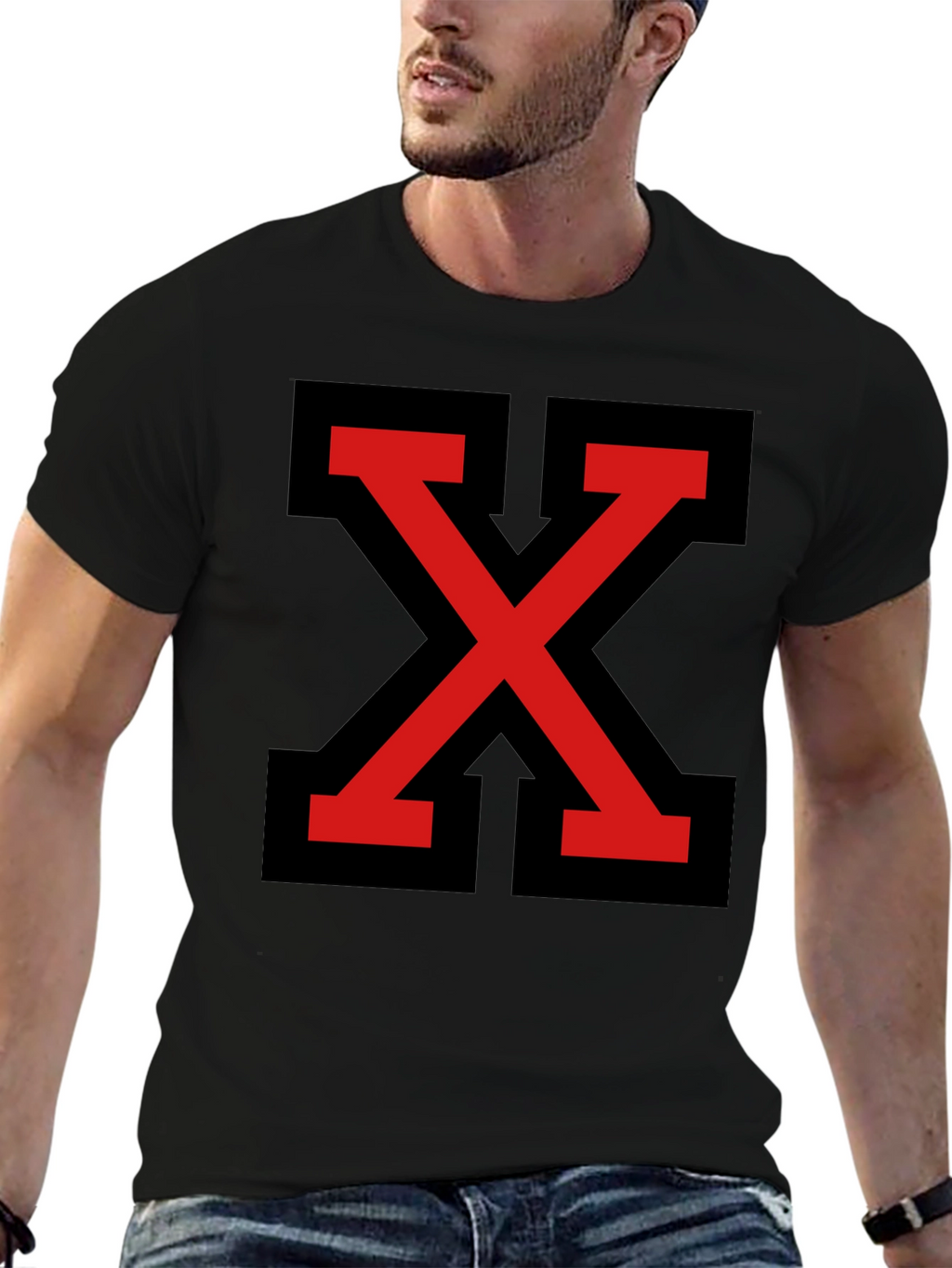 Bold Red X Graphic Tee - Modern Streetwear Style