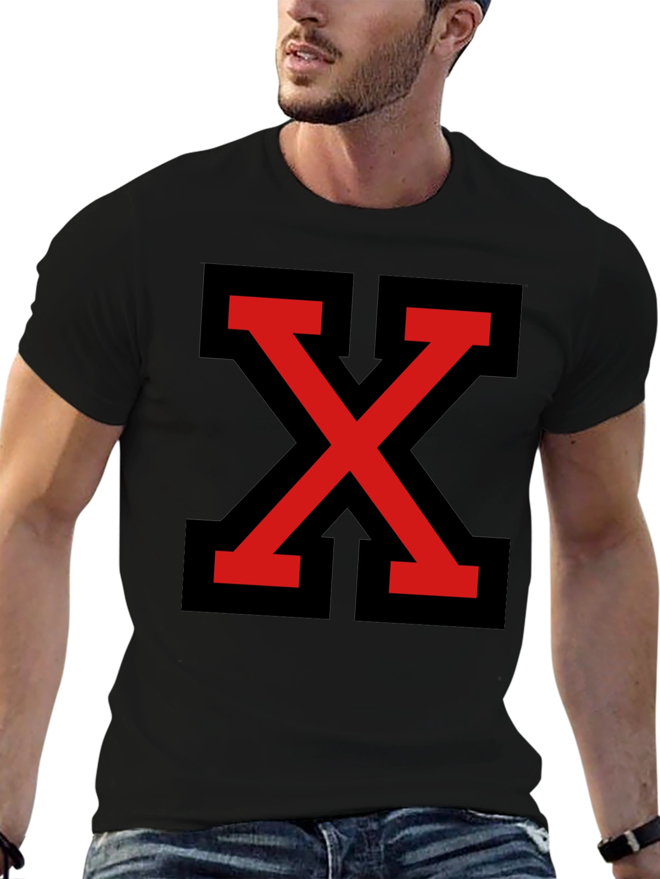 Bold Red X Graphic Tee - Modern Streetwear Style