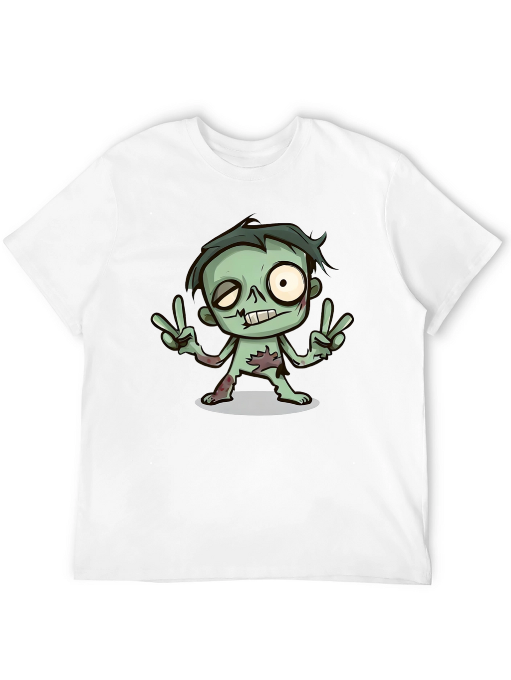 Cartoon Zombie Graphic T-Shirt - Peace Sign