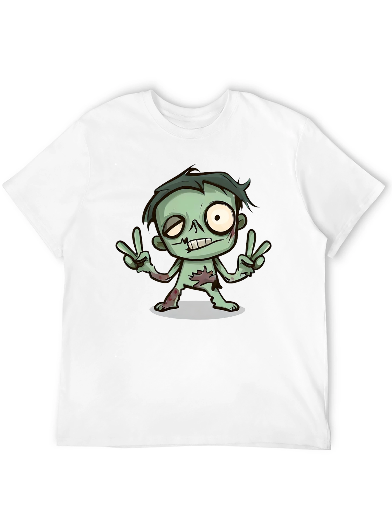 Cartoon Zombie Graphic T-Shirt - Peace Sign