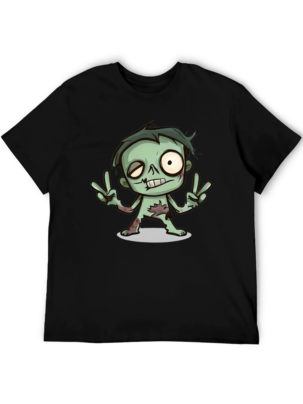 Cartoon Zombie Graphic T-Shirt - Peace Sign