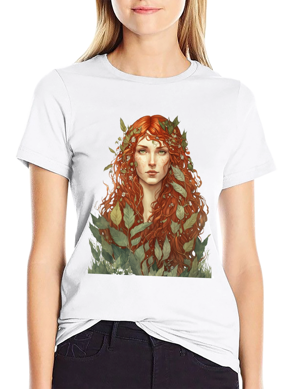 Earth Goddess Graphic Tee - Black Cotton T-Shirt