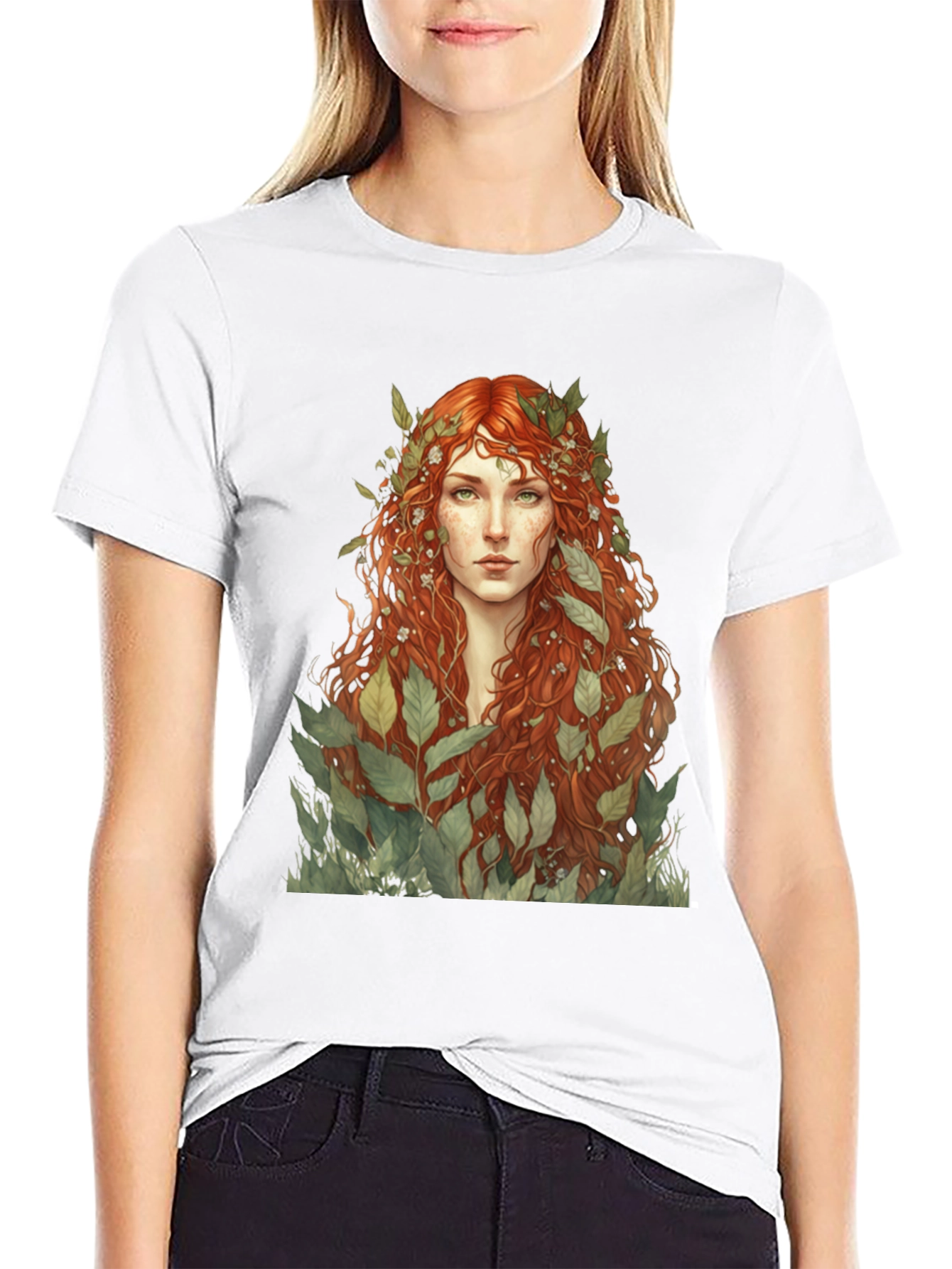 Earth Goddess Graphic Tee - Black Cotton T-Shirt