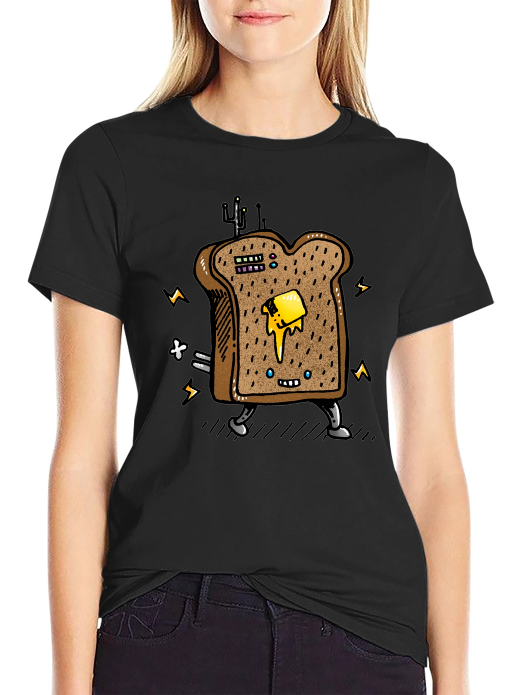 Animated Toast Graphic Black T-Shirt