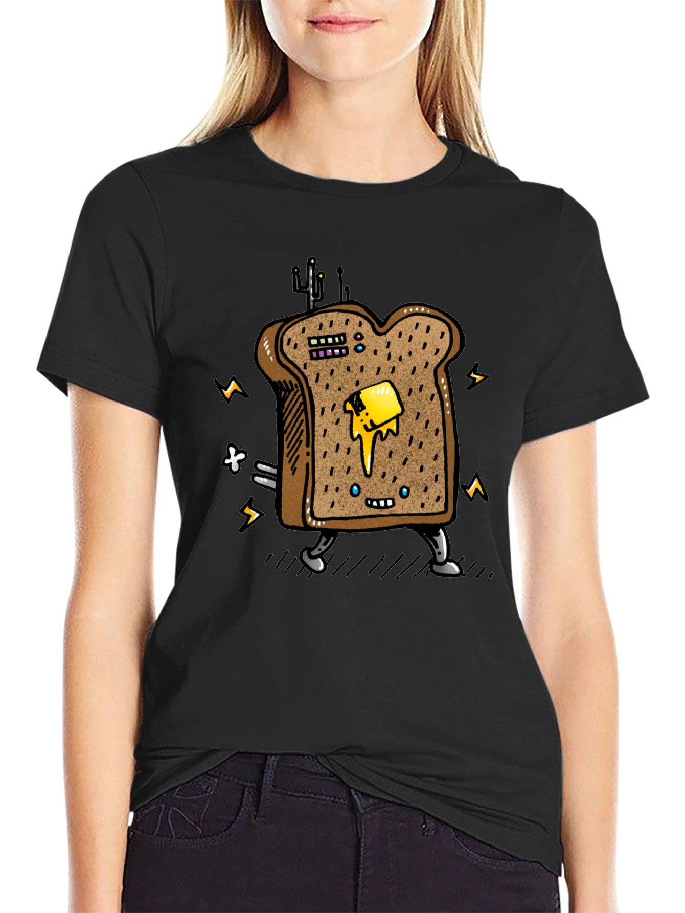 Animated Toast Graphic Black T-Shirt
