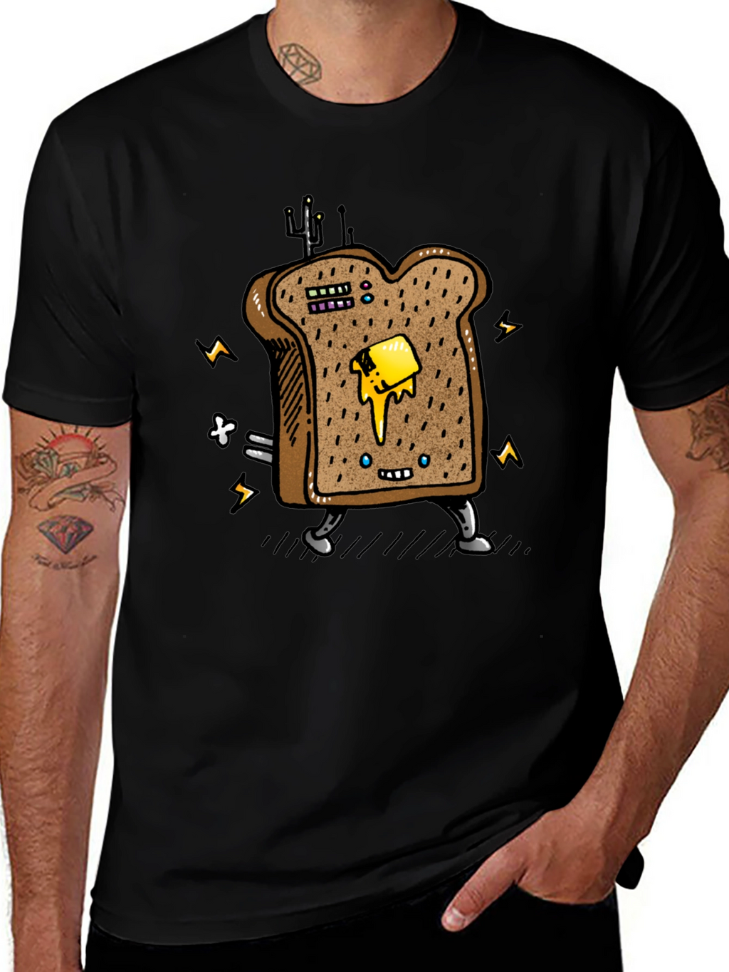 Animated Toast Graphic Black T-Shirt