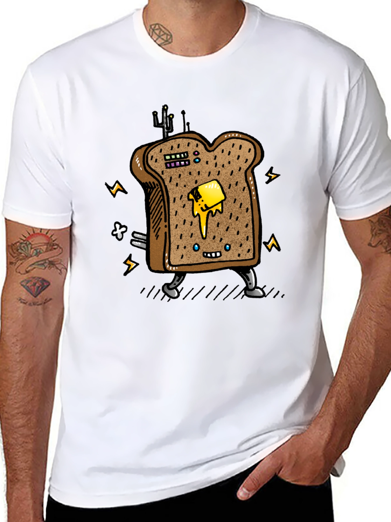 Animated Toast Graphic Black T-Shirt