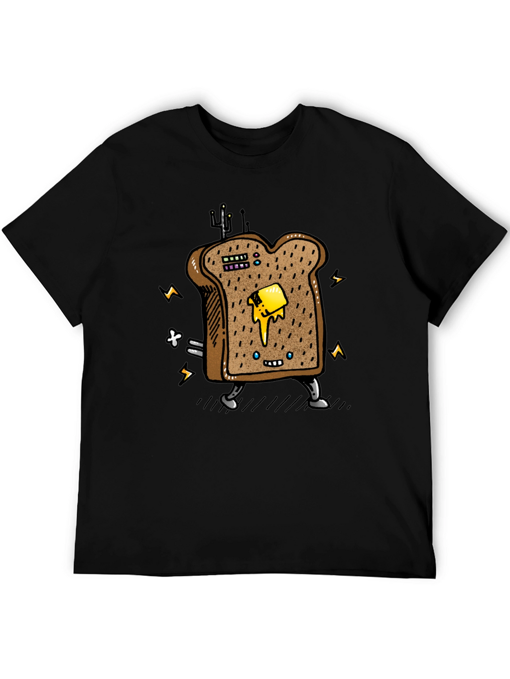 Animated Toast Graphic Black T-Shirt