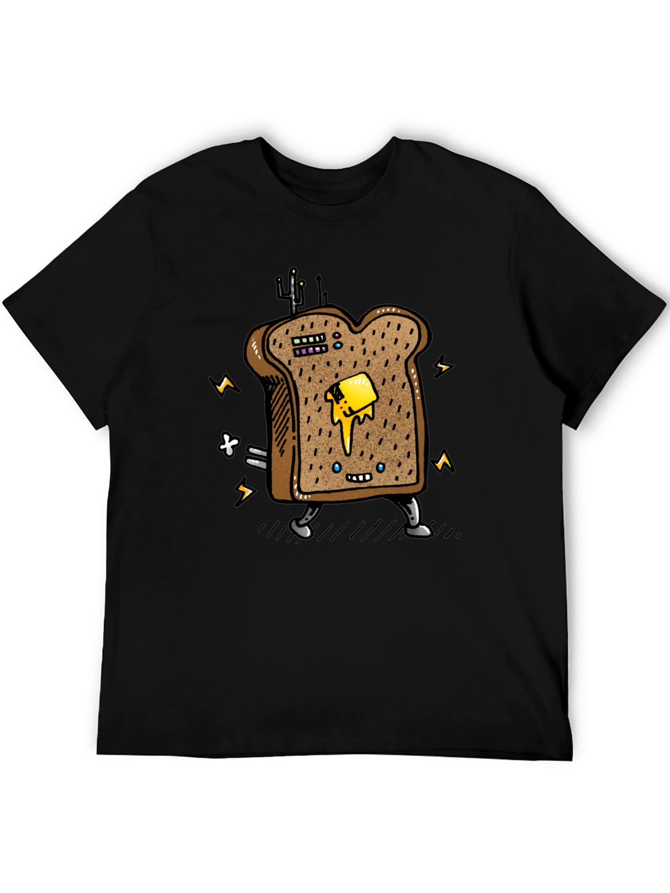 Animated Toast Graphic Black T-Shirt