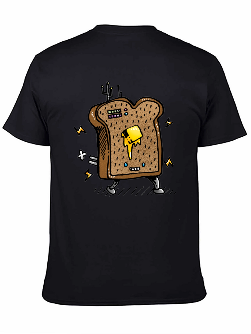 Animated Toast Graphic Black T-Shirt