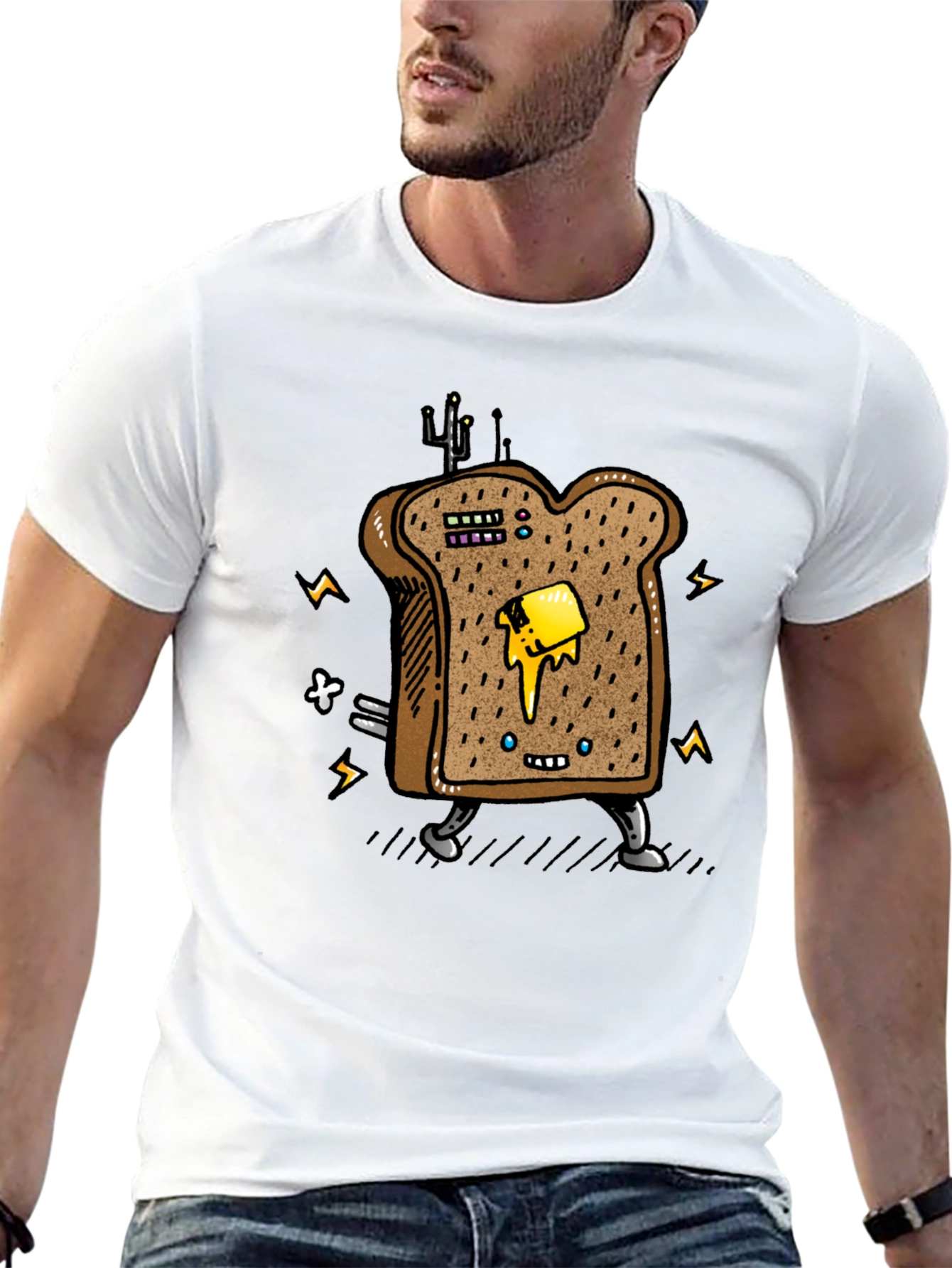 Animated Toast Graphic Black T-Shirt