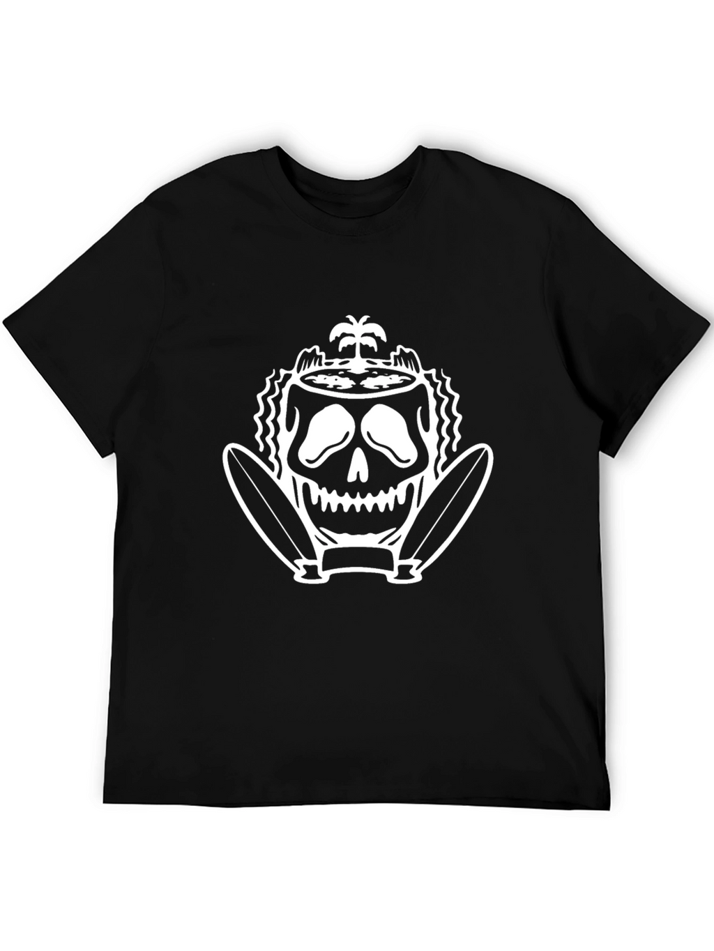 Skull Island Surf T-Shirt - Black Cotton