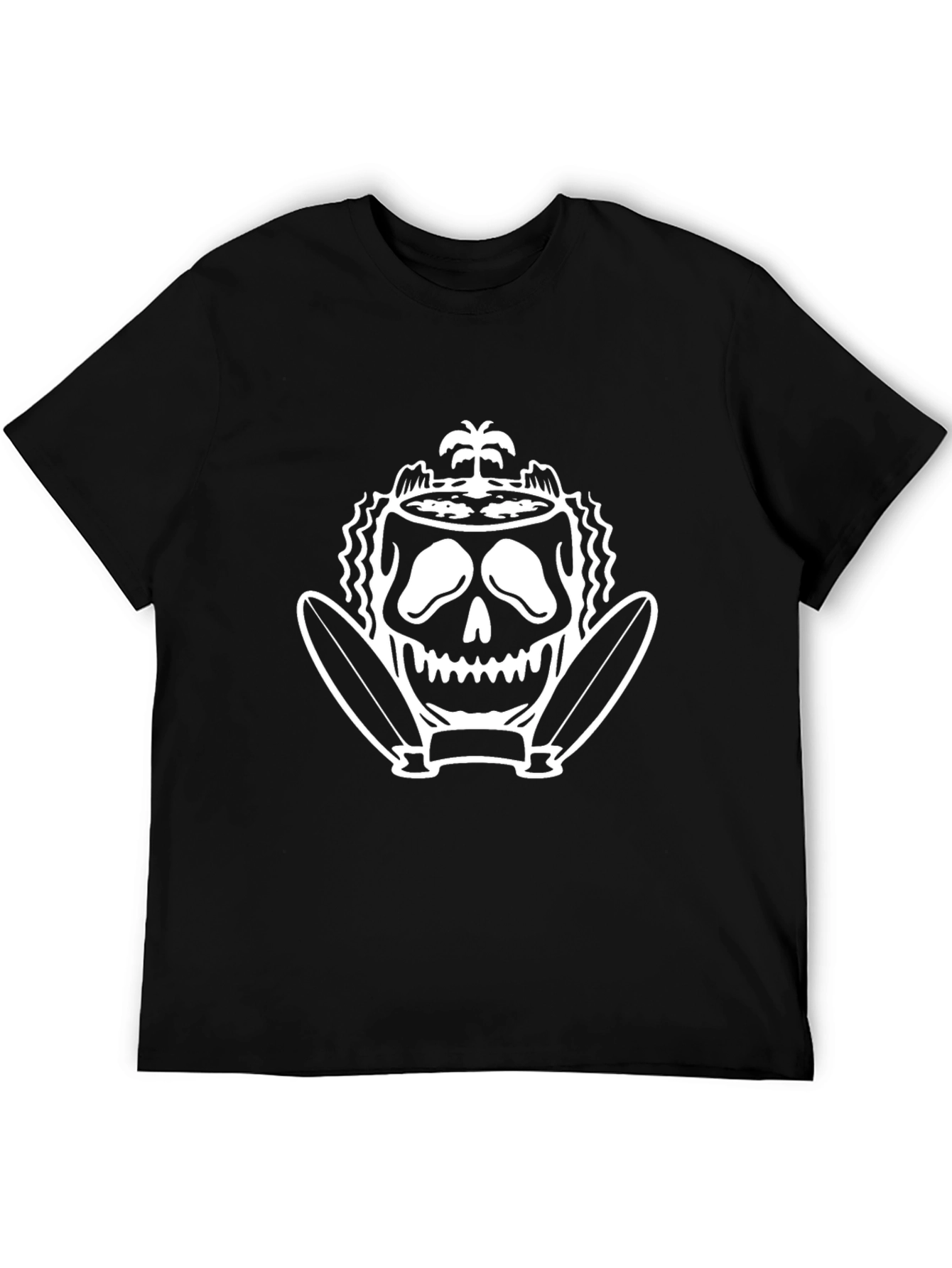 Skull Island Surf T-Shirt - Black Cotton