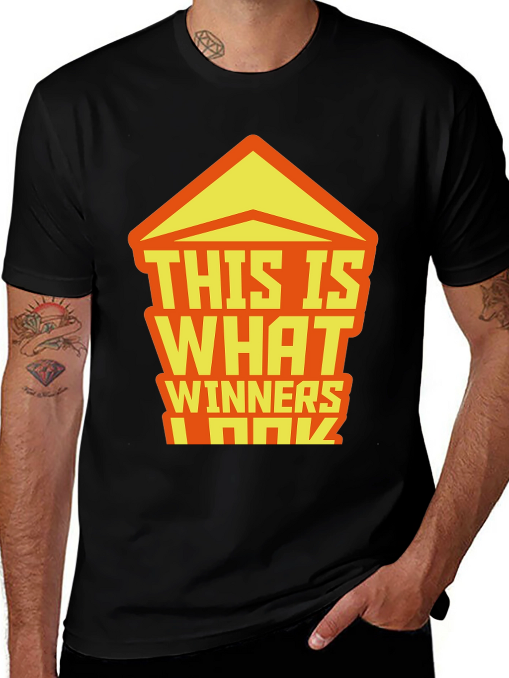Winners Graphic Tee - Black Crew Neck T-Shirt