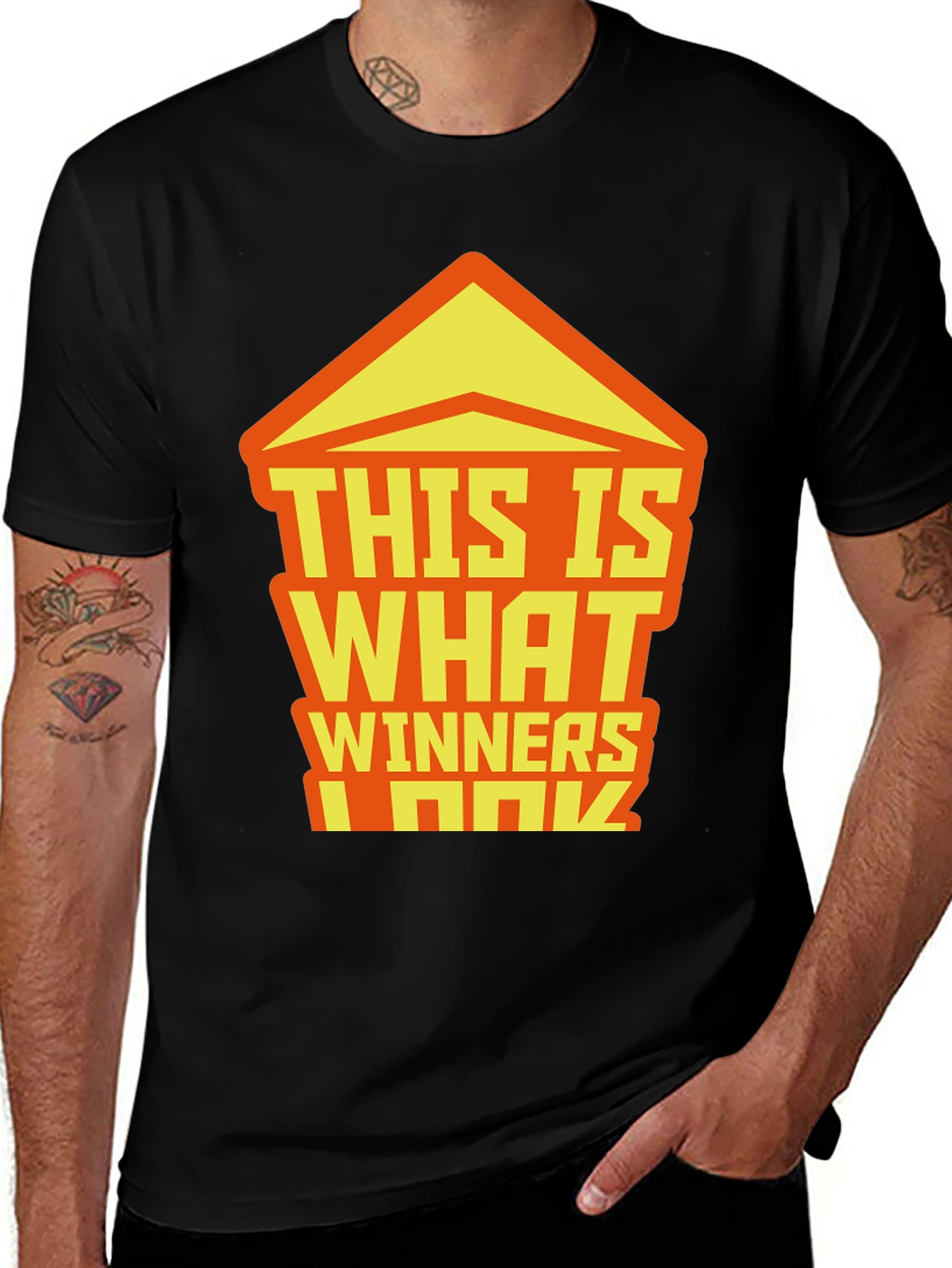 Winners Graphic Tee - Black Crew Neck T-Shirt